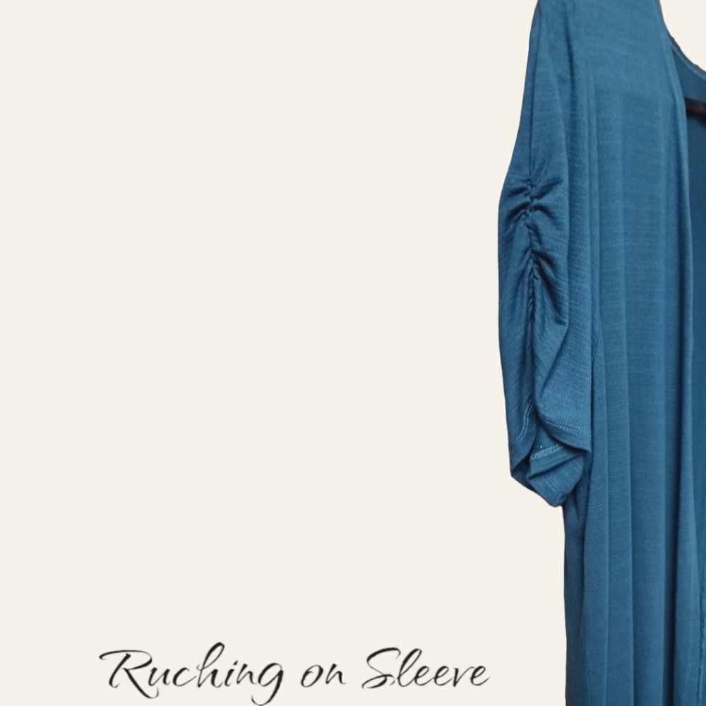 TORRID NEW Plus Size Blue Ruched Short Sleeve Fit & Flare Duster. - Picture 9 of 16